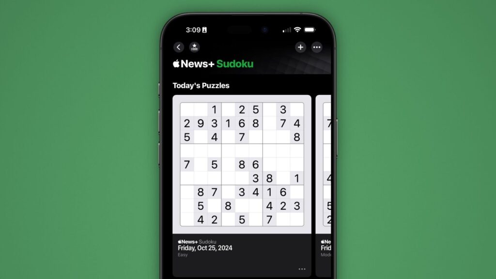 Apple adds sudoku to news+ for a mental escape