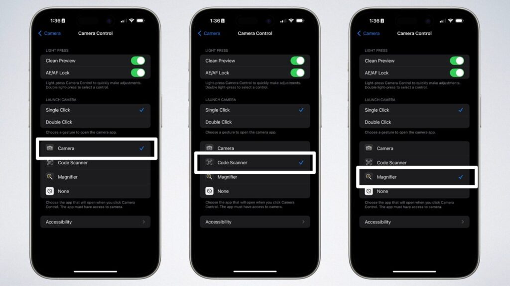 Customizing the camera control button on iPhone 17